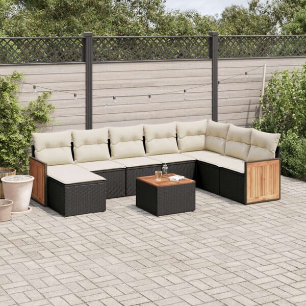 VidaXL Polyrattan Kerti Ülőgarnitúra - 9 részes - Fekete