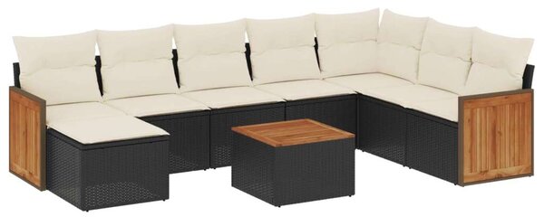 VidaXL Polyrattan Kerti Ülőgarnitúra - 9 részes - Fekete