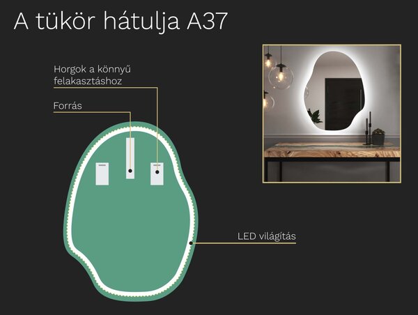 Organikus tükör LED világítással A37