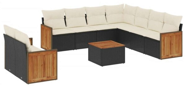 VidaXL Polyrattan Kerti Ülőgarnitúra - 10 részes - Fekete
