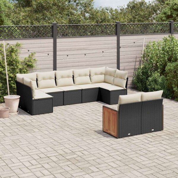 VidaXL Polyrattan Kerti Ülőgarnitúra - 9 részes - Fekete