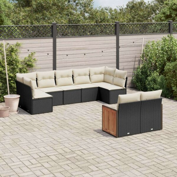 VidaXL Polyrattan Kerti Ülőgarnitúra - 9 részes - Fekete
