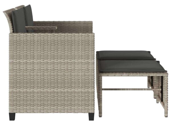 VidaXL 2 személyes szürke polyrattan kerti kanapé asztallal/székkel