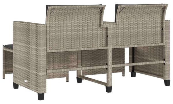 VidaXL 2 személyes szürke polyrattan kerti kanapé asztallal/székkel