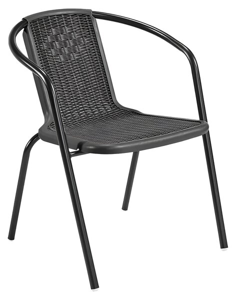 KONDELA Kerti rakásolható szék, fekete, acél/műanyag, FRENY