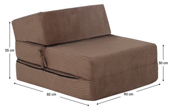 KONDELA Összecsukható matrac/fotel, 2 az 1-ben, világosbarna, MALEN