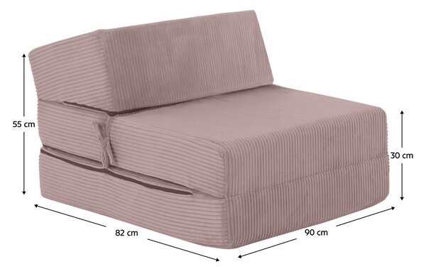 KONDELA Összecsukható matrac/fotel, 2 az 1-ben, rózsaszín, MALEN