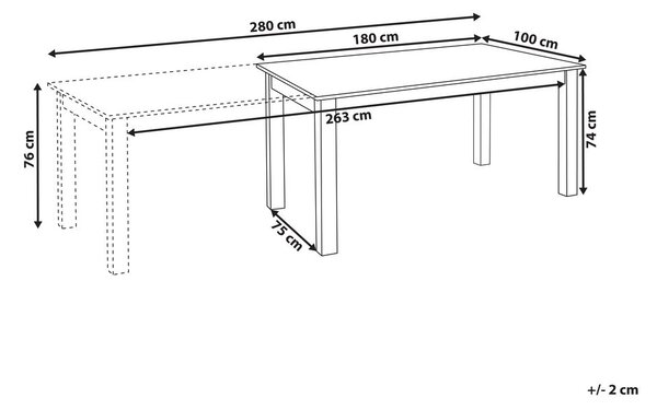 Kihúzható étkezőasztal MADURA Világos kőris 180/280 cm 100 cm