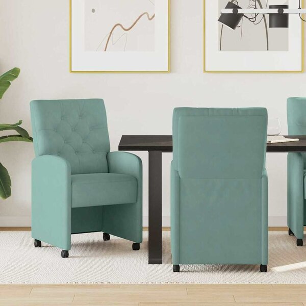 VidaXL Kerekes Étkező Székek 2 pcs tengerzöld 58 x 67 x 97 cm Bársony