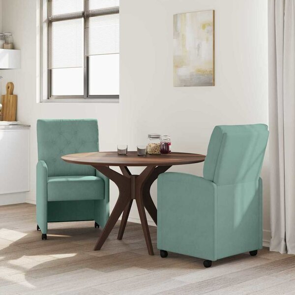 VidaXL Kerekes Étkező Székek 2 pcs tengerzöld 58 x 67 x 97 cm Bársony