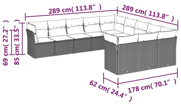 VidaXL Polyrattan Kerti Ülőgarnitúra - Barna - 11 részes