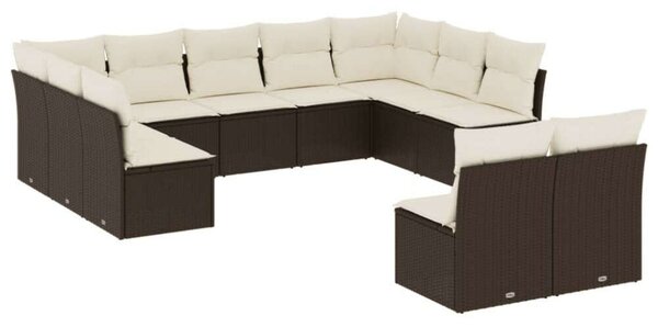VidaXL Polyrattan Kerti Ülőgarnitúra - Barna - 11 részes