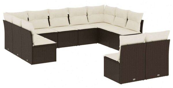 VidaXL Polyrattan Kerti Ülőgarnitúra - Barna - 11 részes