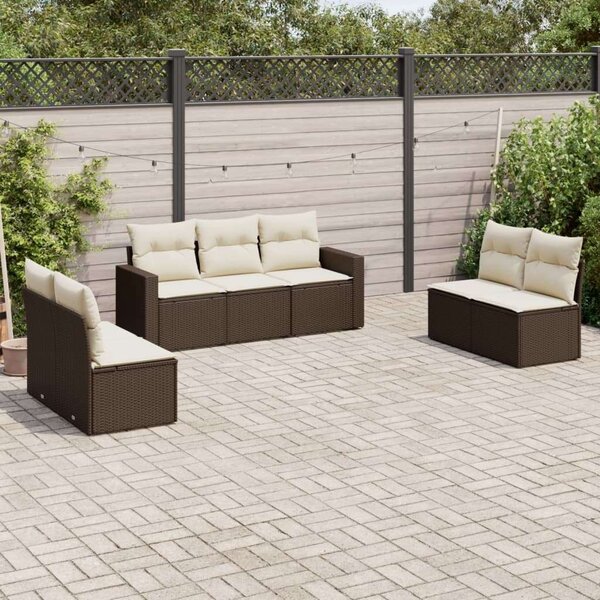 VidaXL Polyrattan Kerti Ülőgarnitúra - Barna - 7 részes
