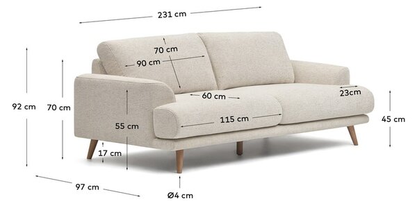 Bézs kanapé 231 cm Karin - Kave Home