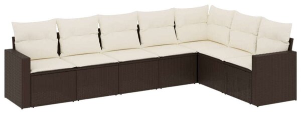 VidaXL Polyrattan Kerti Ülőgarnitúra - 7 részes - Barna
