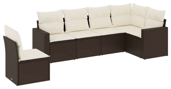 Polyrattan Kerti Ülőgarnitúra - Barna - 6 részes