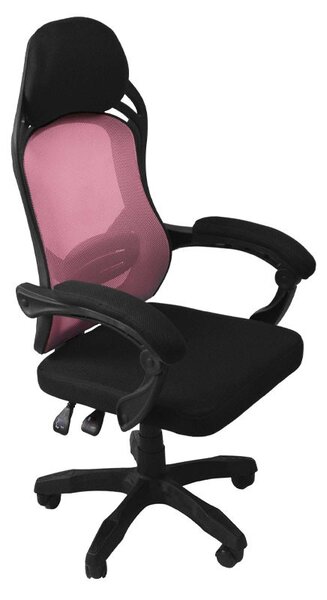 Forgó irodai szék, Oscar, hálós szövet, fekete - rózsaszín