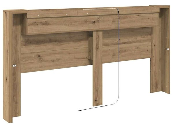 VidaXL Fejtámla fejtámlával Artisan tölgy 200 x 15 x 103,5 cm Faanyag
