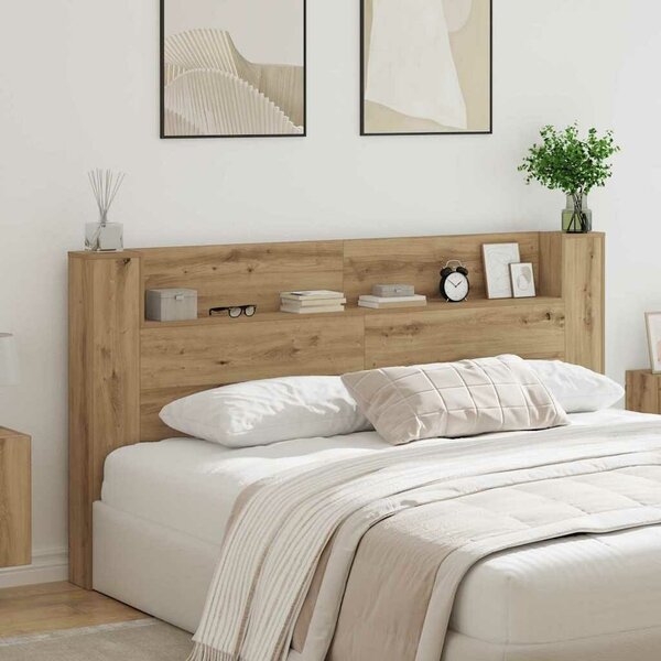VidaXL Fejtámla fejtámlával Artisan tölgy 200 x 15 x 103,5 cm Faanyag