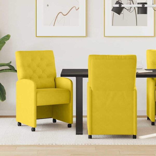 VidaXL Kerekes Étkező Székek 2 pcs Sárga 58 x 67 x 97 cm Bársony