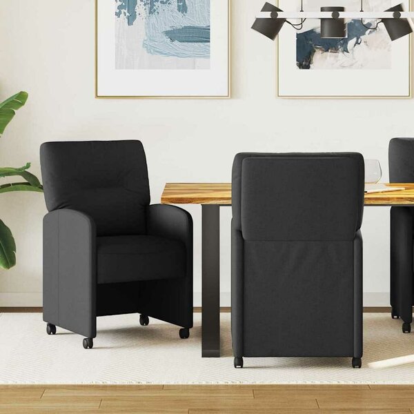 VidaXL Kerekes Étkező Székek 2 pcs Fekete 57 x 67 x 95 cm szövet
