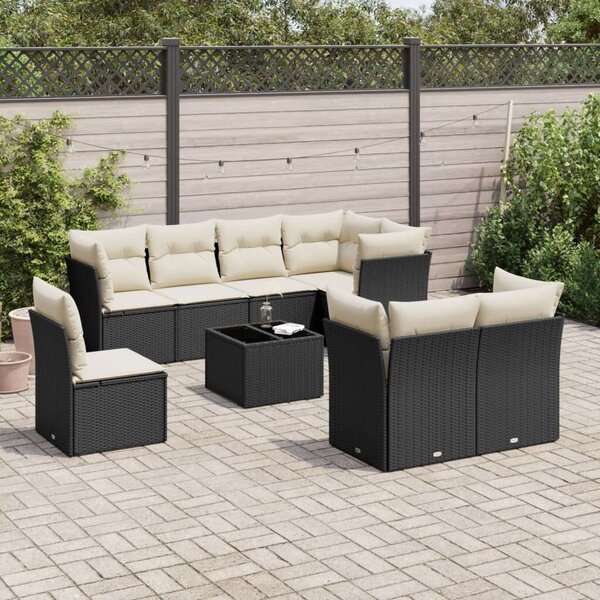 VidaXL Polyrattan Kerti Ülőgarnitúra - 9 részes - Fekete