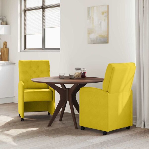 VidaXL Kerekes Étkező Székek 2 pcs Sárga 58 x 67 x 97 cm Bársony