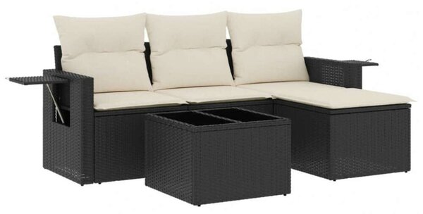 VidaXL Polyrattan Kerti Ülőgarnitúra - 4 részes - Fekete