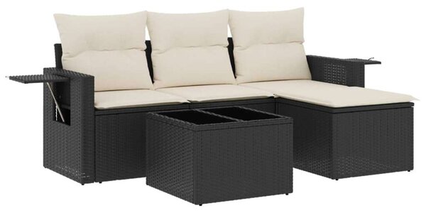 VidaXL Polyrattan Kerti Ülőgarnitúra - 4 részes - Fekete