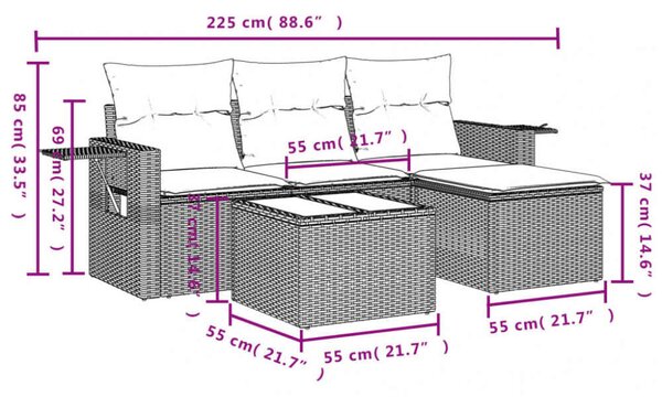 VidaXL Polyrattan Kerti Ülőgarnitúra - 4 részes - Fekete