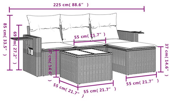VidaXL Polyrattan Kerti Ülőgarnitúra - 4 részes - Fekete