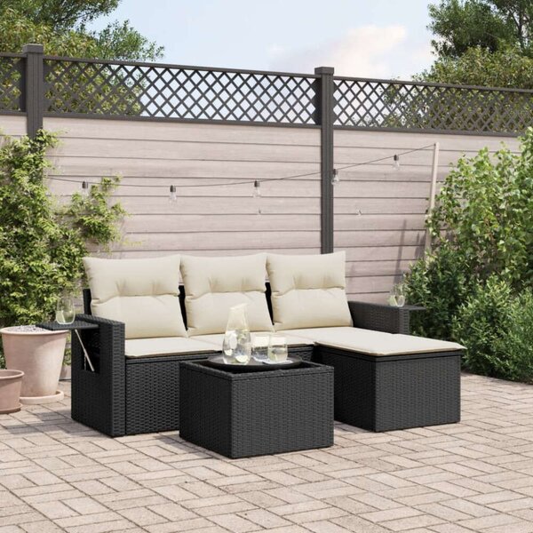 VidaXL Polyrattan Kerti Ülőgarnitúra - 4 részes - Fekete