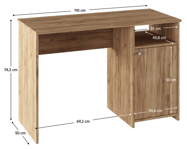 KONDELA Számítógépasztal, artisan tölgy, DEDE