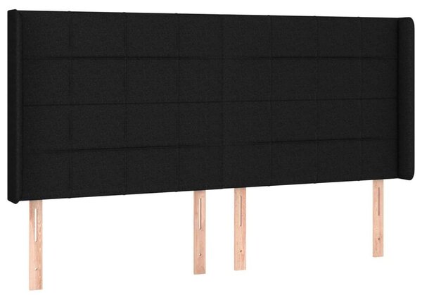 HomeElegance Szárnyas Ágyfejtámla - Fekete Szövet - 203x16x118/128cm