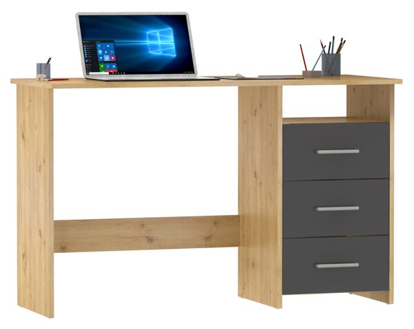 KONDELA Számítógépasztal, artisan tölgy/grafit, LARISTOTE NEW