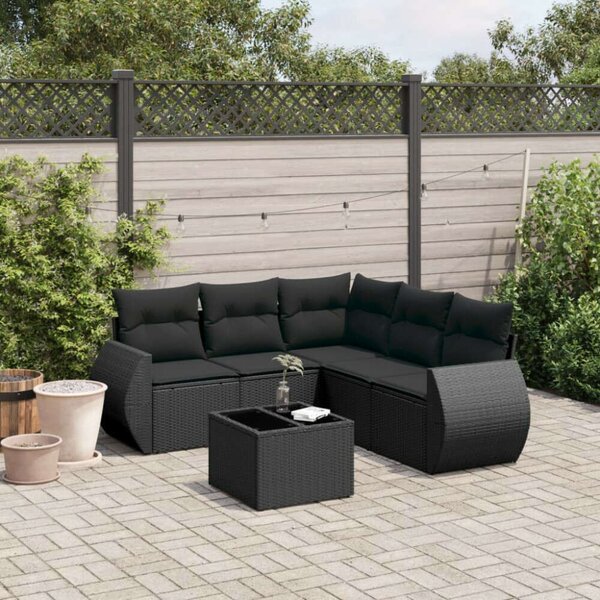 VidaXL Polyrattan Kerti Ülőgarnitúra - 6 részes - Fekete