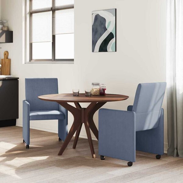 VidaXL Kerekes Étkező Székek 2 pcs Kék 57 x 66 x 94 cm Bársony anyag