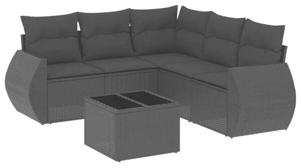 VidaXL Polyrattan Kerti Ülőgarnitúra - 6 részes - Fekete