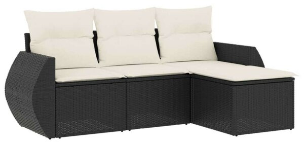VidaXL Polyrattan Kerti Ülőgarnitúra - 4 részes - Fekete