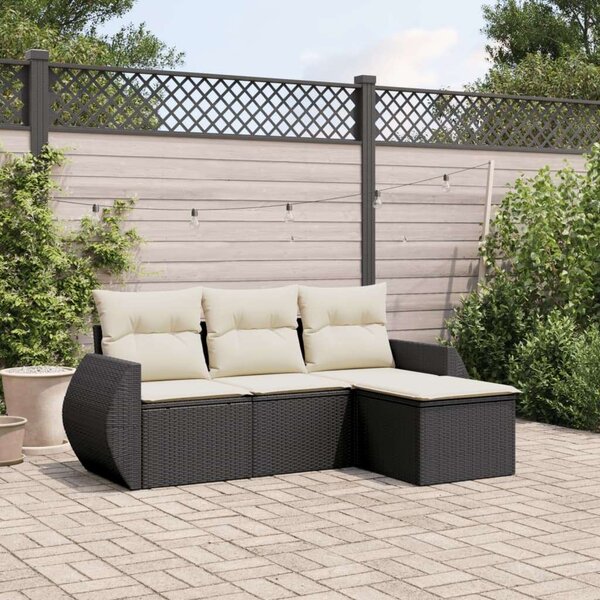 VidaXL Polyrattan Kerti Ülőgarnitúra - 4 részes - Fekete