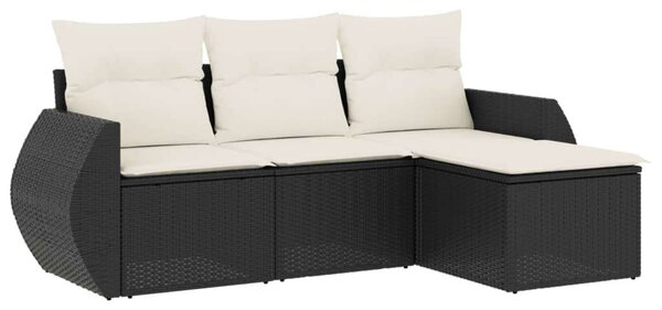 VidaXL Polyrattan Kerti Ülőgarnitúra - 4 részes - Fekete