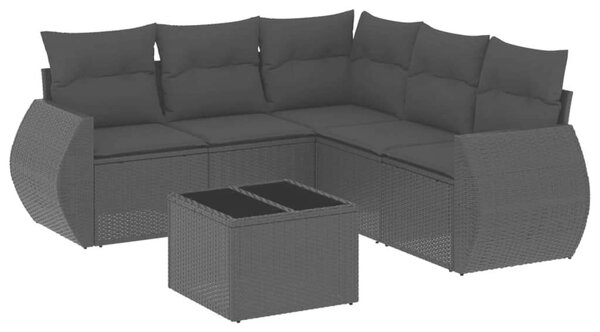 VidaXL Polyrattan Kerti Ülőgarnitúra - 6 részes - Fekete