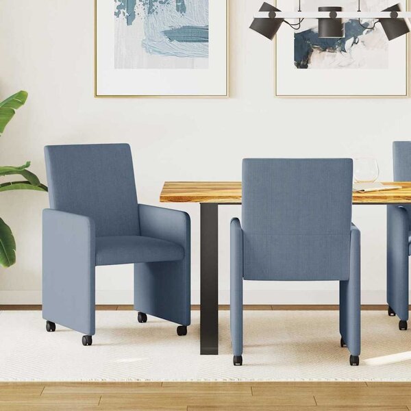 VidaXL Kerekes Étkező Székek 2 pcs Kék 57 x 66 x 94 cm Bársony anyag