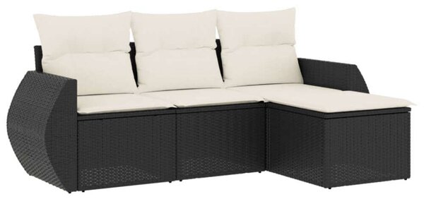 VidaXL Polyrattan Kerti Ülőgarnitúra - 4 részes - Fekete