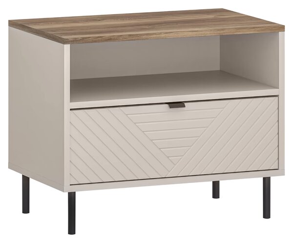 KONDELA Éjjeliszekrény, kasmír/castello tölgy, EYCO 1S