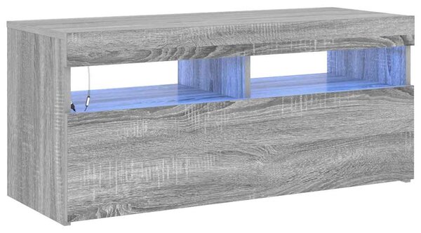 Szürke sonoma színű TV-szekrény LED-világítással 90x35x40 cm