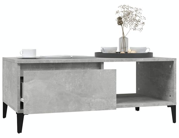 Betonszürke szerelt fa dohányzóasztal 90x50x36,5 cm