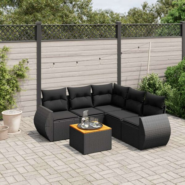 VidaXL Polyrattan Kerti Ülőgarnitúra - 6 részes, Fekete