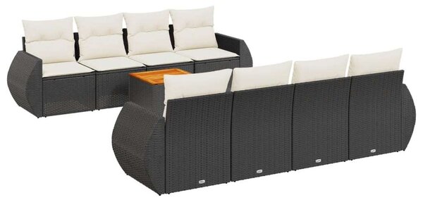 VidaXL Polyrattan Kerti Ülőgarnitúra - 9 részes, Fekete